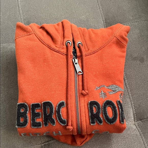 Abercrombie & Fitch Men's Zip-Up Sweater in Vibrant Orange used good condition - Picture 11 of 11